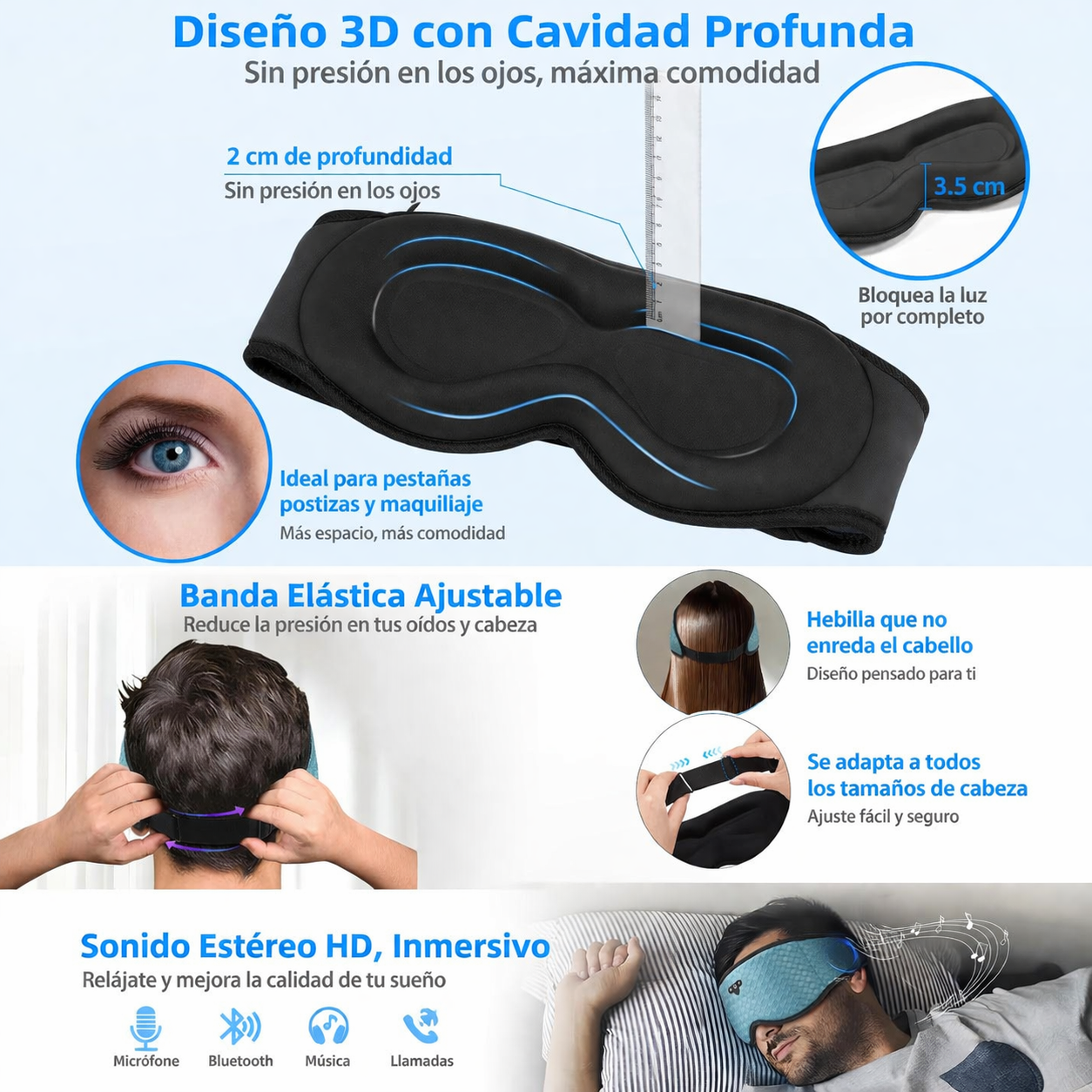 MASCARA PARA DORMIR CON BLUETOOH