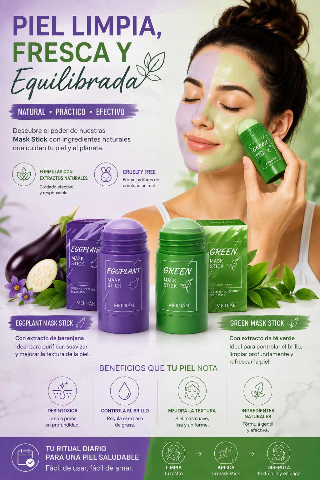 Combo Mascarillas Te verde y Berenjena